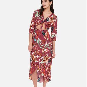 EXPRESS FLORAL TIE FRONT CUT-OUT WRAP MAXI DRESS SMALL 2938
